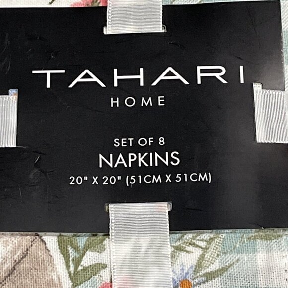 Tahari Home‎ Cloth Napkins Easter Dinner Holiday Green Plaid Bunny Floral Set 8 - Picture 6 of 11